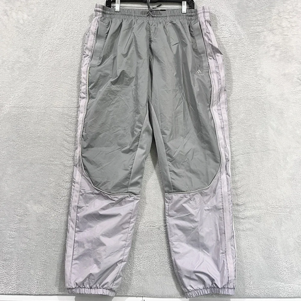 Adidas Track Pants Mens XL Thick Drawstring Y2K RARE Performance‎ Joggers Gray